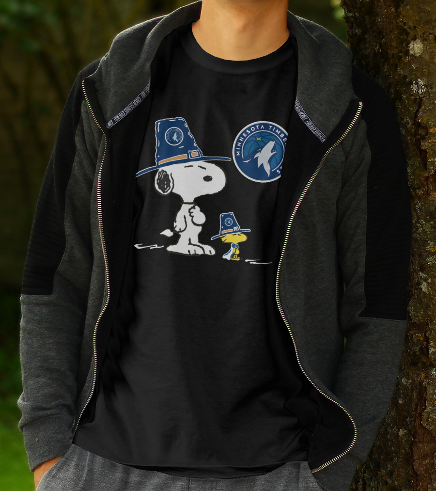 Minnesota Timberwolves Snoopy And Woodstock Pilgrim Hat Basketball T-Shirt