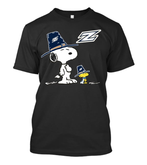 Akron Zips Snoopy And Woodstock In Big Hat With Z T-Shirt