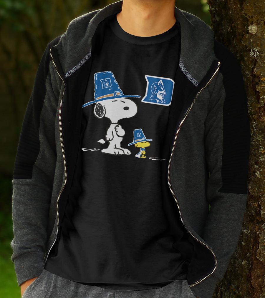 Duke Blue Devils Snoopy And Woodstock Pilgrim Hats T-Shirt