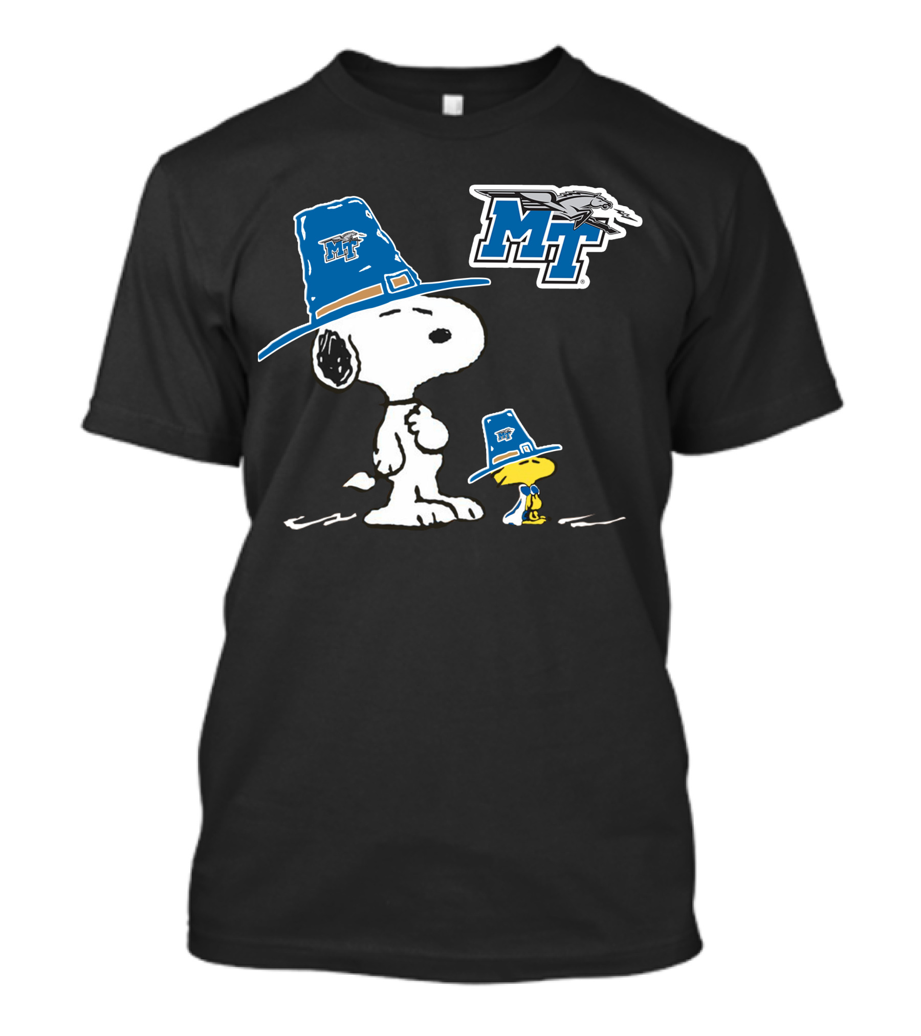 Middle Tennessee Blue Raiders Snoopy And Woodstock With MT T-Shirt