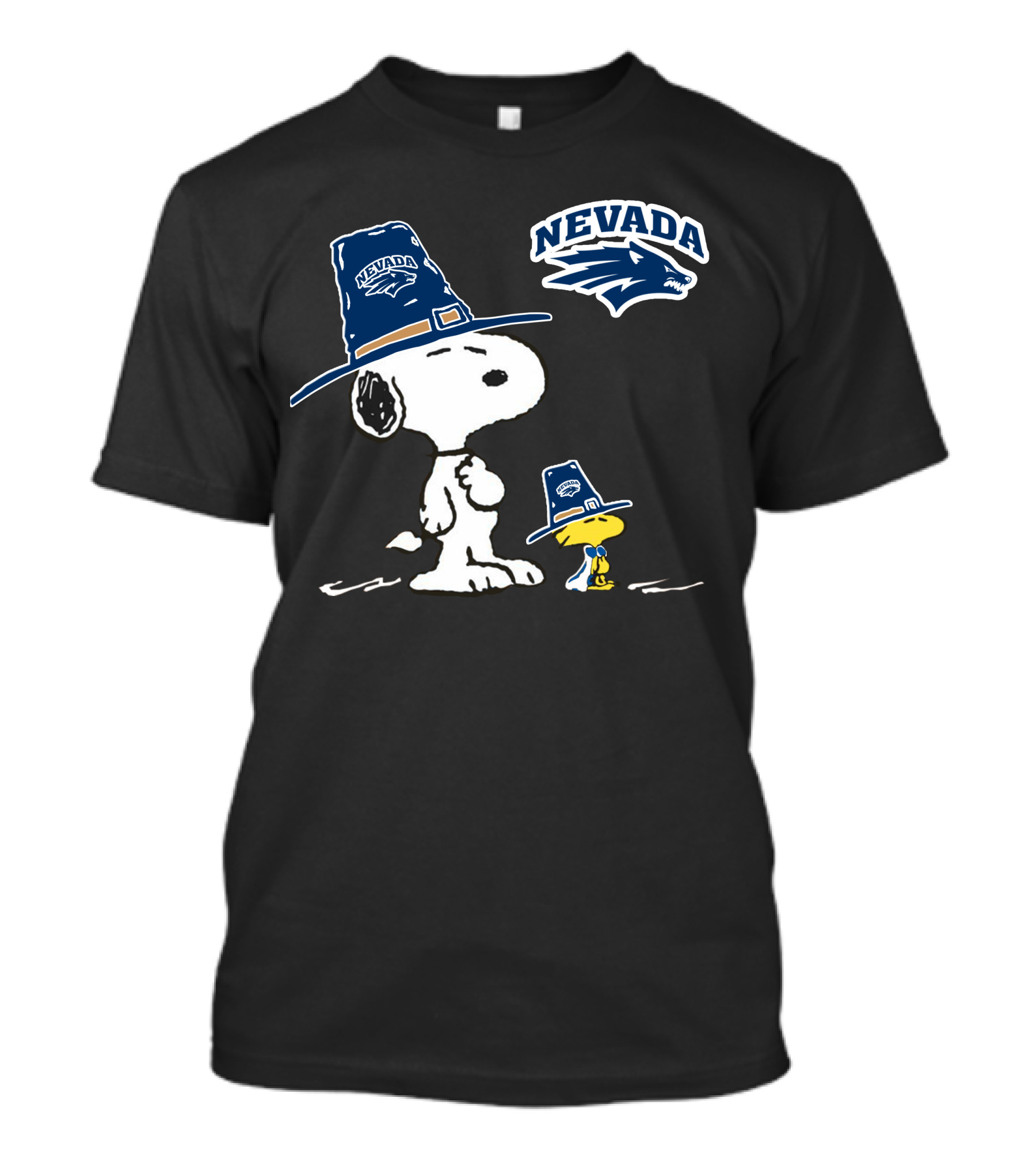 Nevada Wolf Pack Snoopy And Woodstock Pilgrim Hats T-Shirt