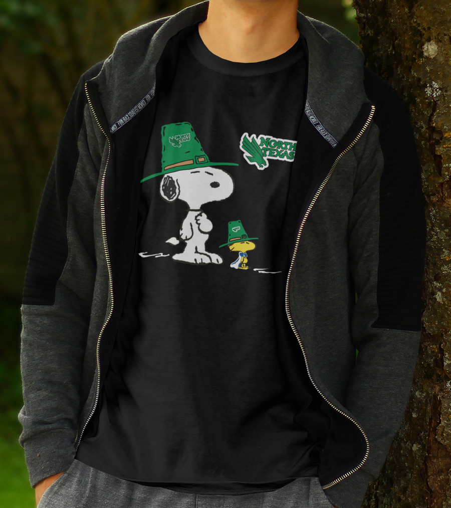 North Texas Mean Green Peanuts Snoopy And Woodstock In Irish Hats T-Shirt