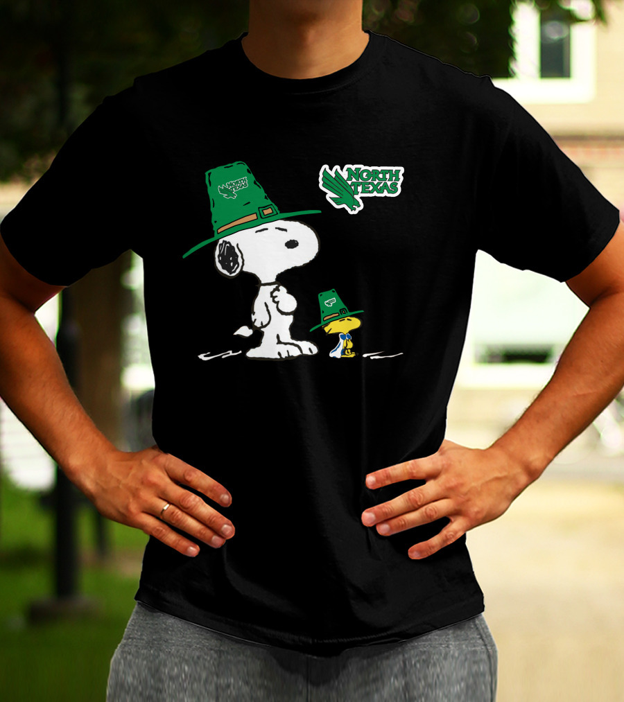 North Texas Mean Green Peanuts Snoopy And Woodstock In Irish Hats T-Shirt