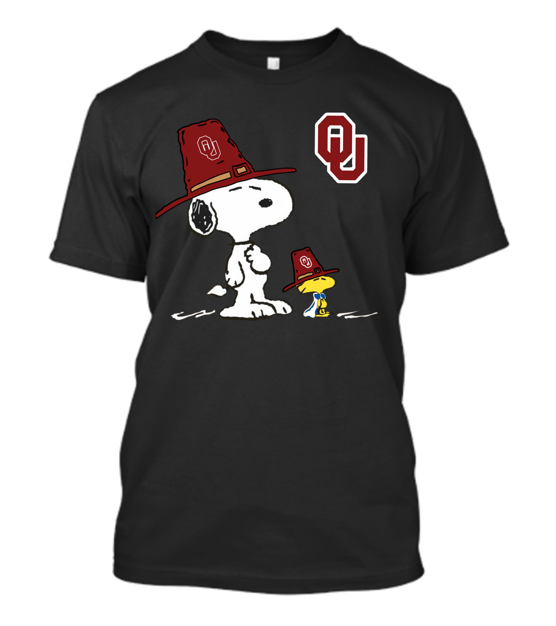 Oklahoma Sooners Snoopy Woodstock Ou Football Hat T-Shirt