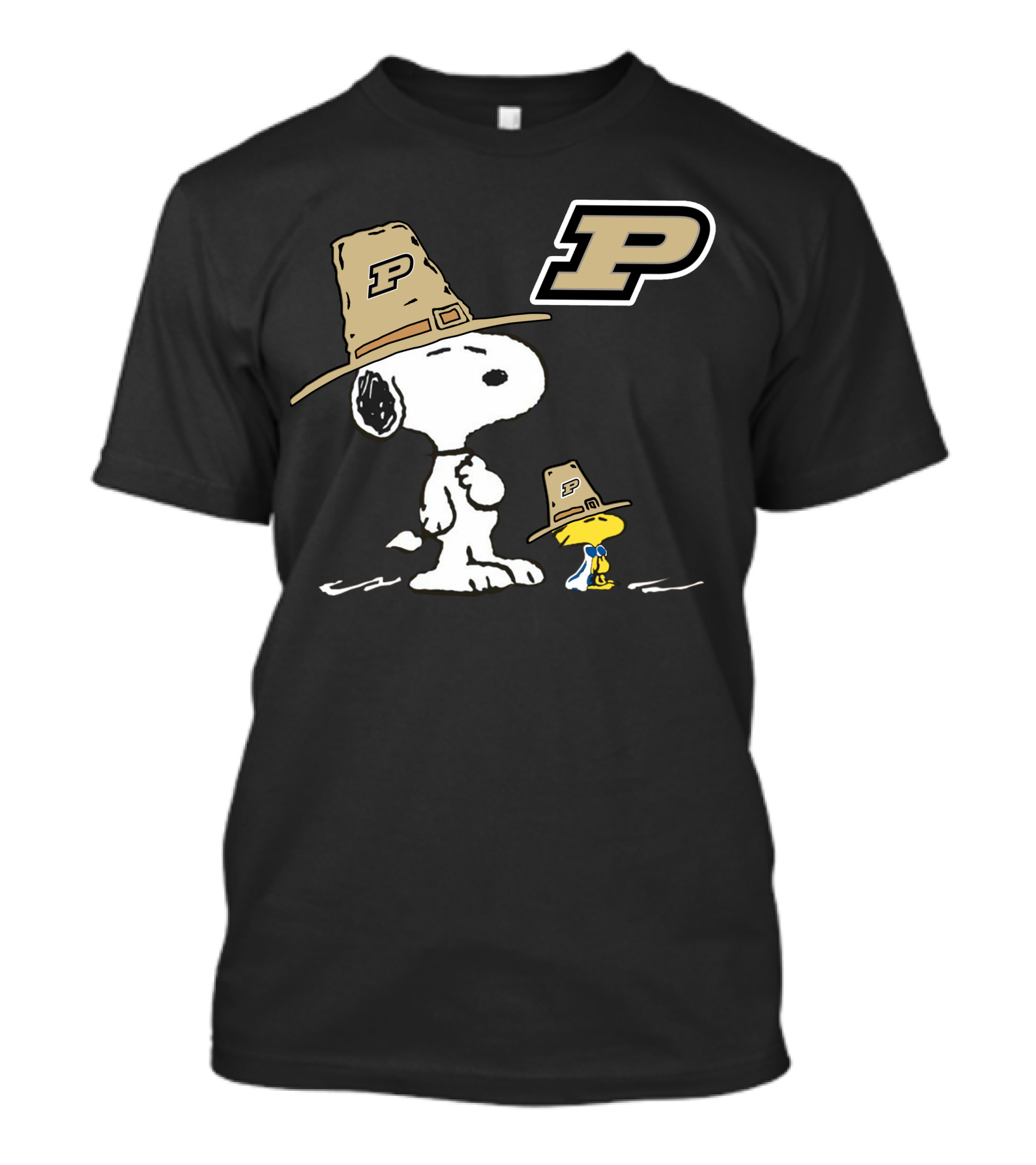 Purdue Boilermakers Snoopy Woodstock P Hat T-Shirt