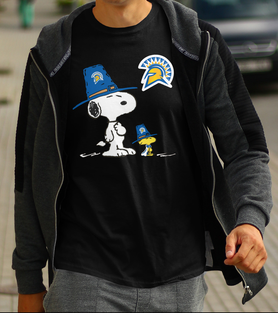 San Jose State Spartans Snoopy Woodstock Pilgrim Hat T-Shirt
