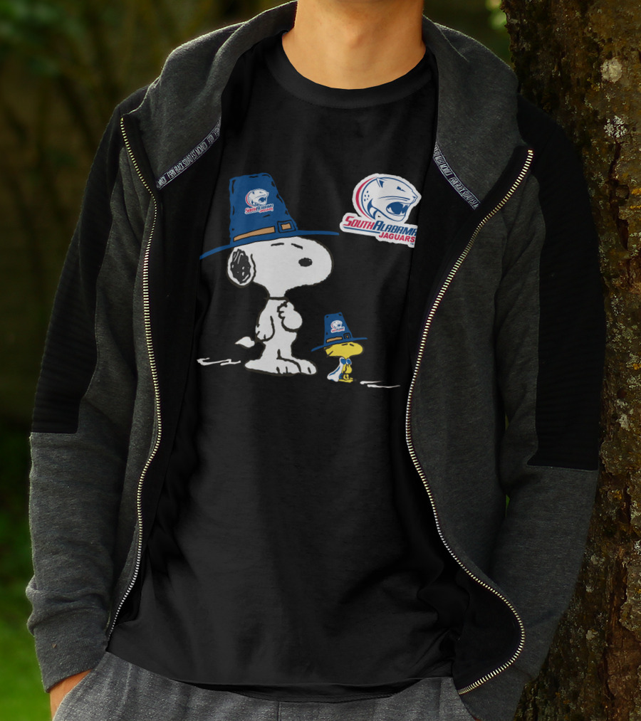 South Alabama Jaguars Snoopy And Woodstock Thanksgiving Hats T-Shirt