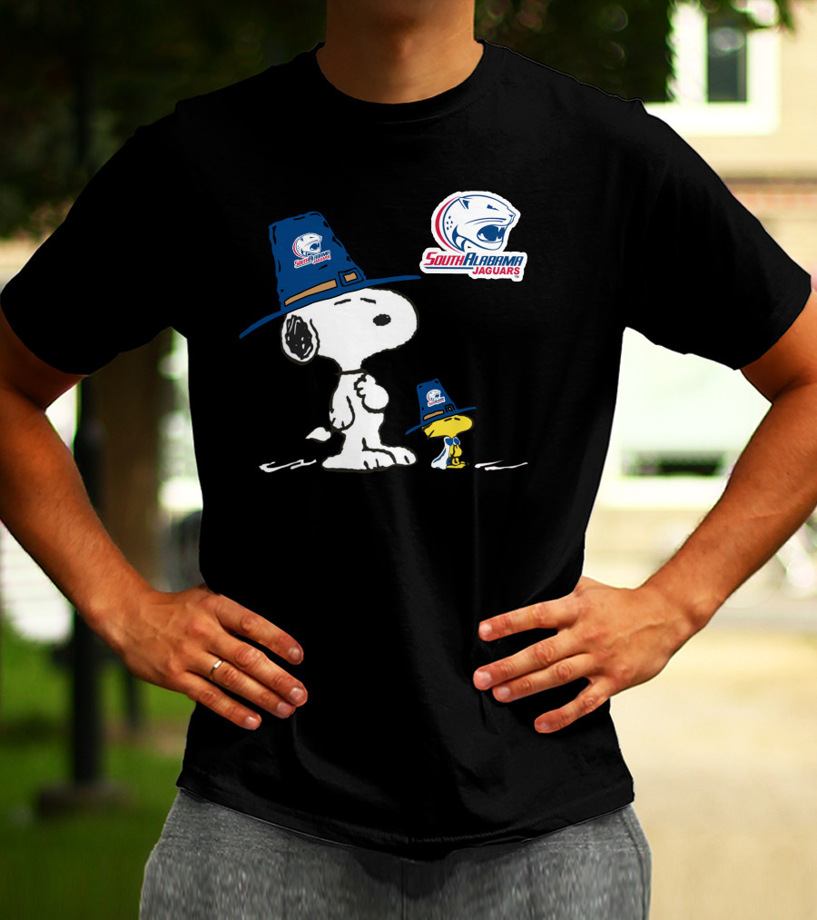 South Alabama Jaguars Snoopy And Woodstock Thanksgiving Hats T-Shirt