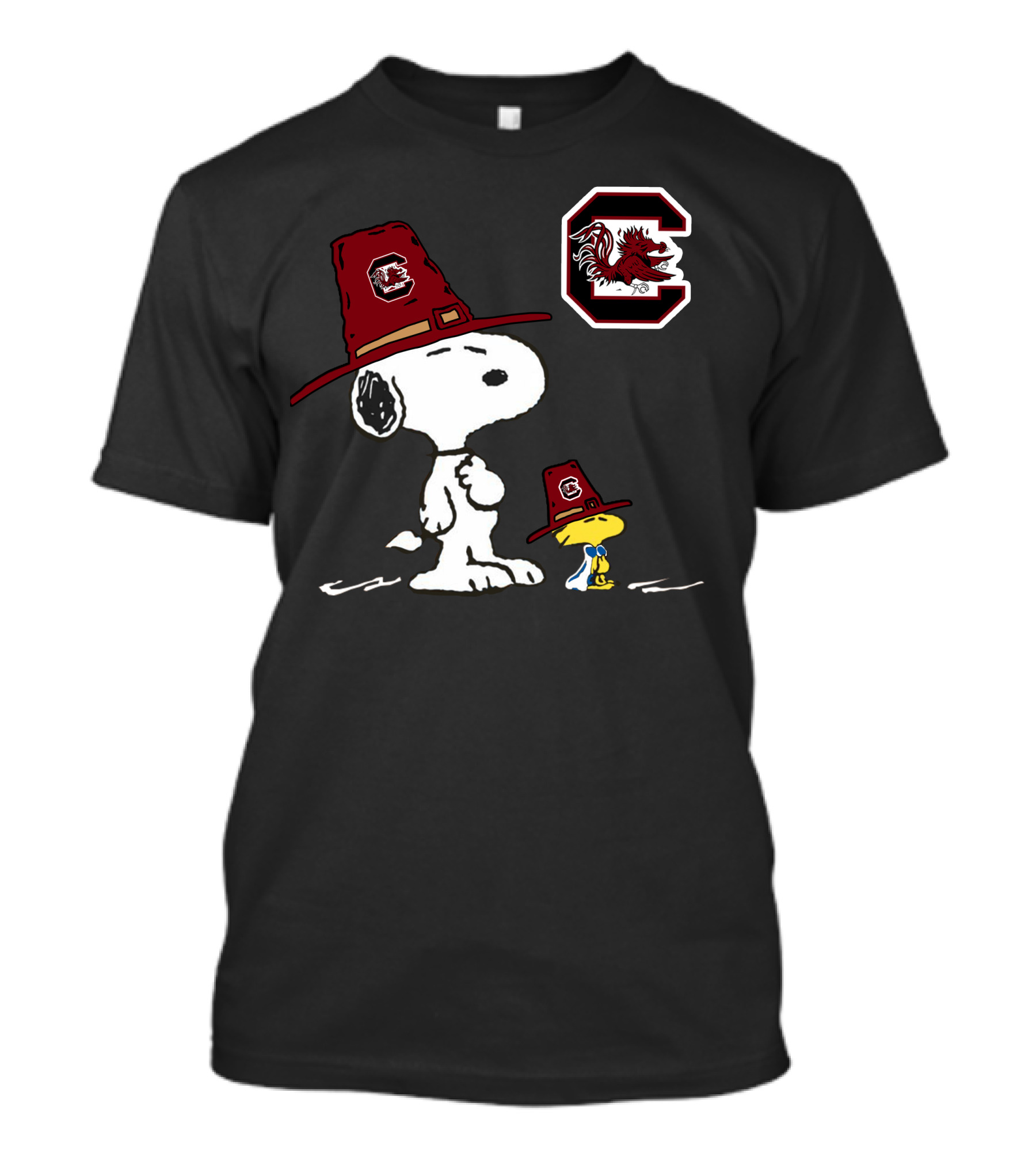 South Carolina Gamecocks Snoopy Woodstock Thanksgiving Pilgrim Hats T-Shirt