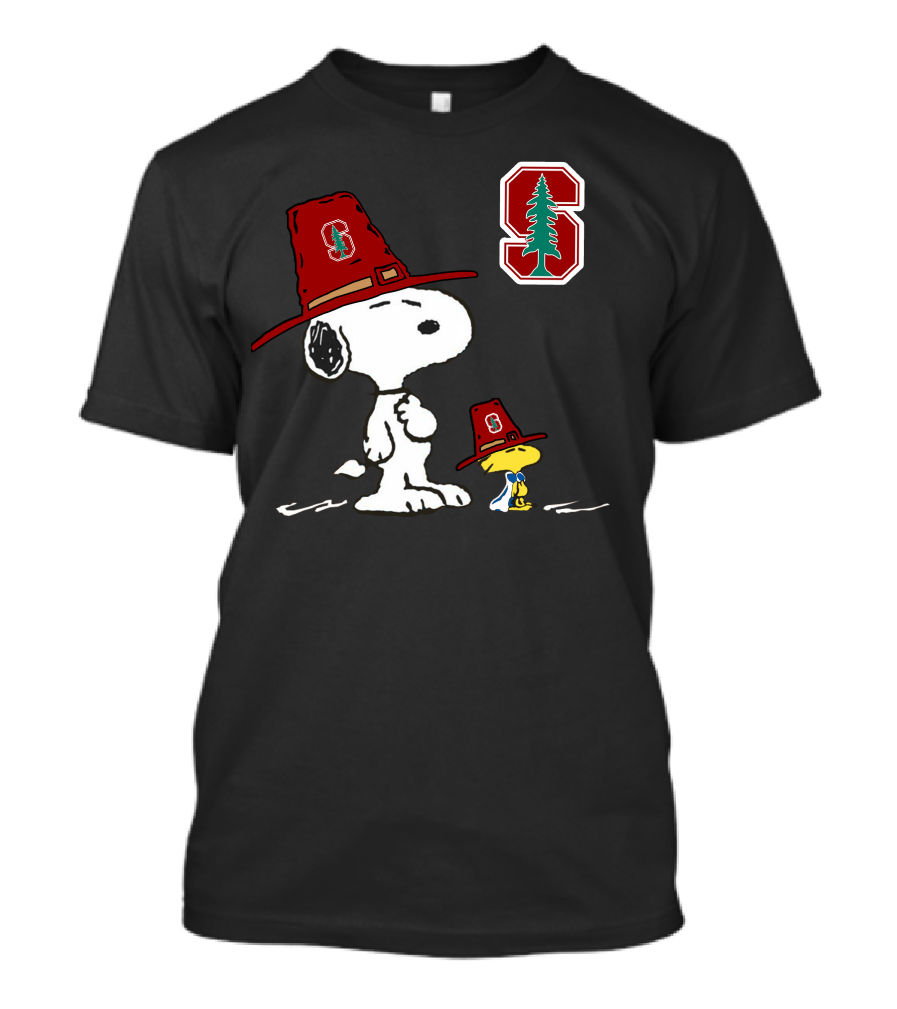 Stanford Cardinal Snoopy And Woodstock With Stanford T-Shirt