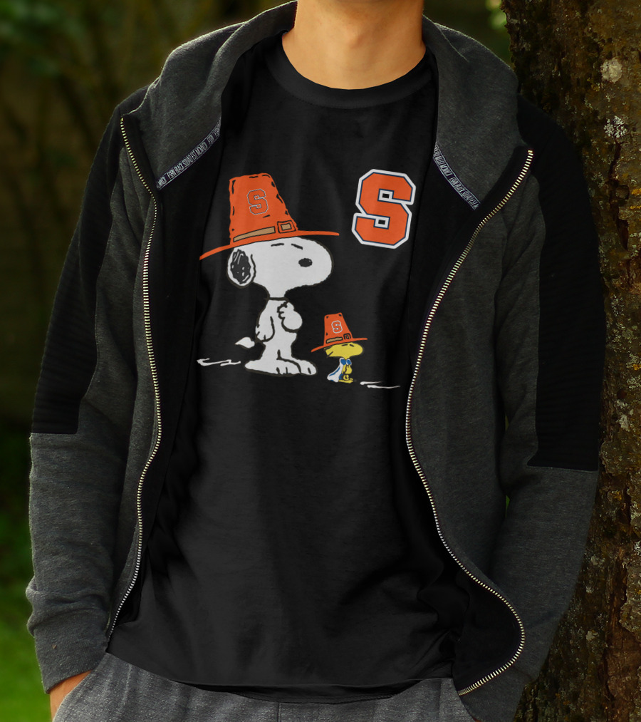Syracuse Orange Snoopy Woodstock Pilgrim Hats T-Shirt