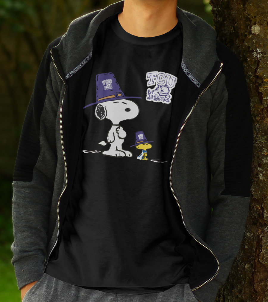 TCU Horned Frogs Snoopy Woodstock Pilgrim Hat T-Shirt