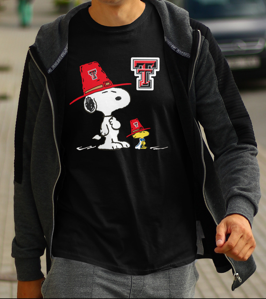 Texas Tech Red Raiders Snoopy Woodstock TTU Hat T-Shirt