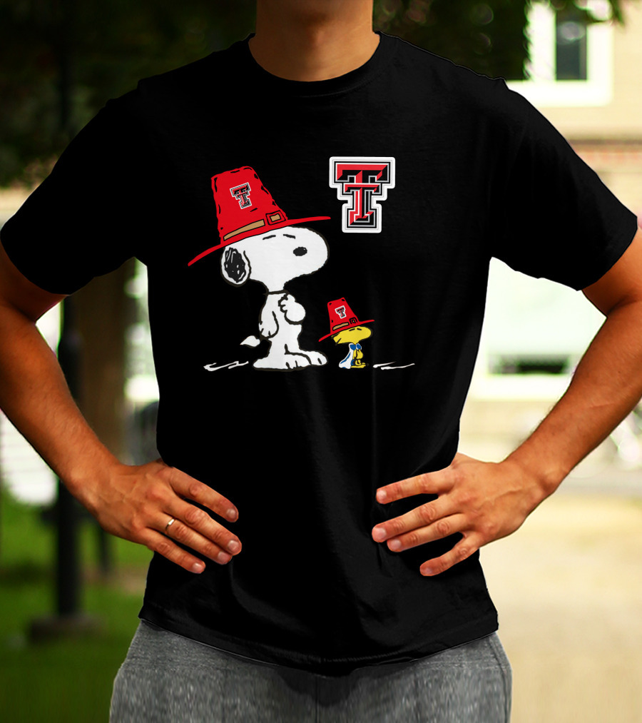 Texas Tech Red Raiders Snoopy Woodstock TTU Hat T-Shirt