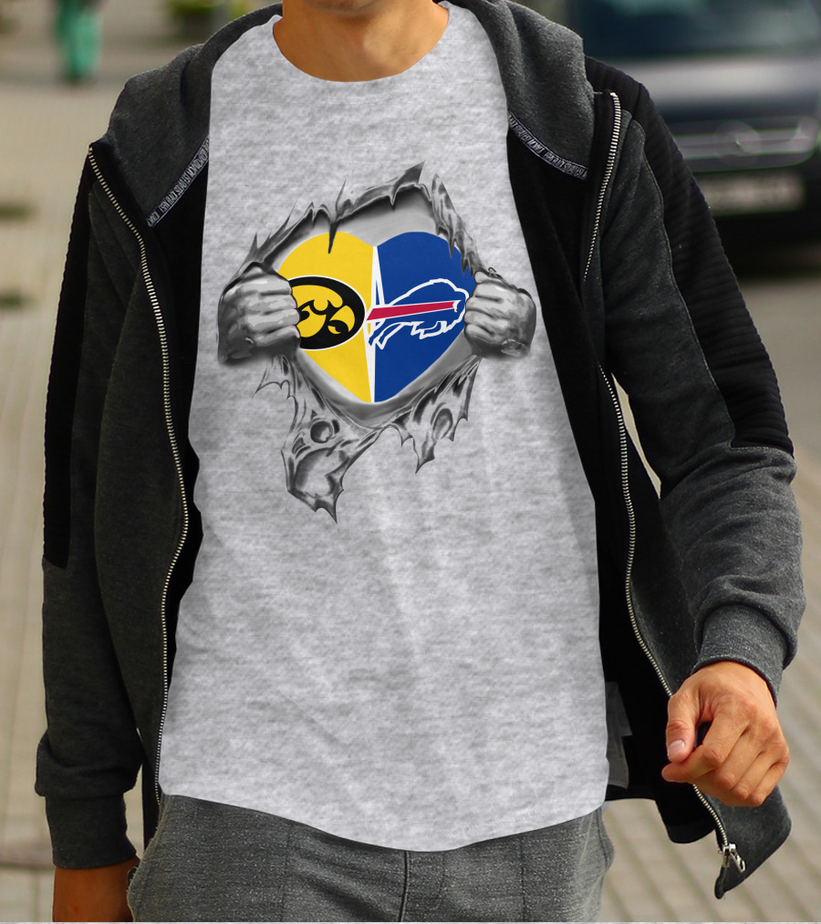 Iowa Hawkeyes Buffalo Bills Torn Heart Rivalry T-Shirt