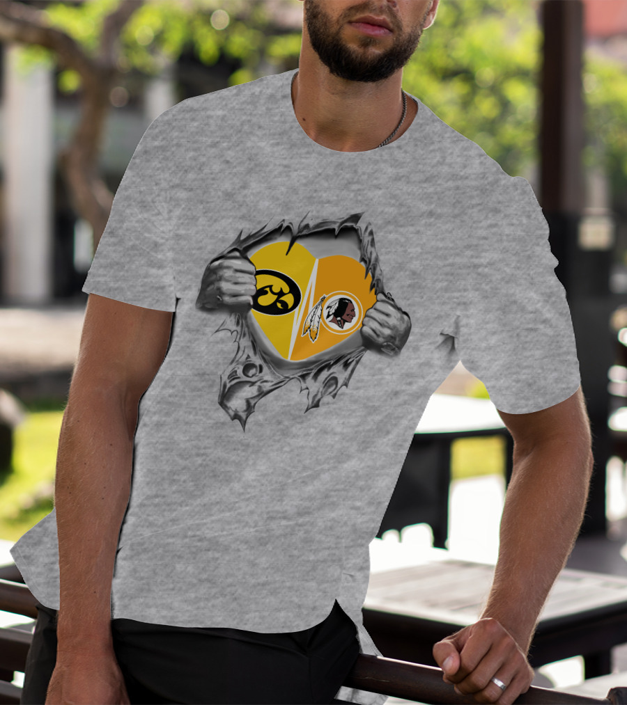 Iowa Hawkeyes Redskins Heart Tear Logo Battle T-Shirt