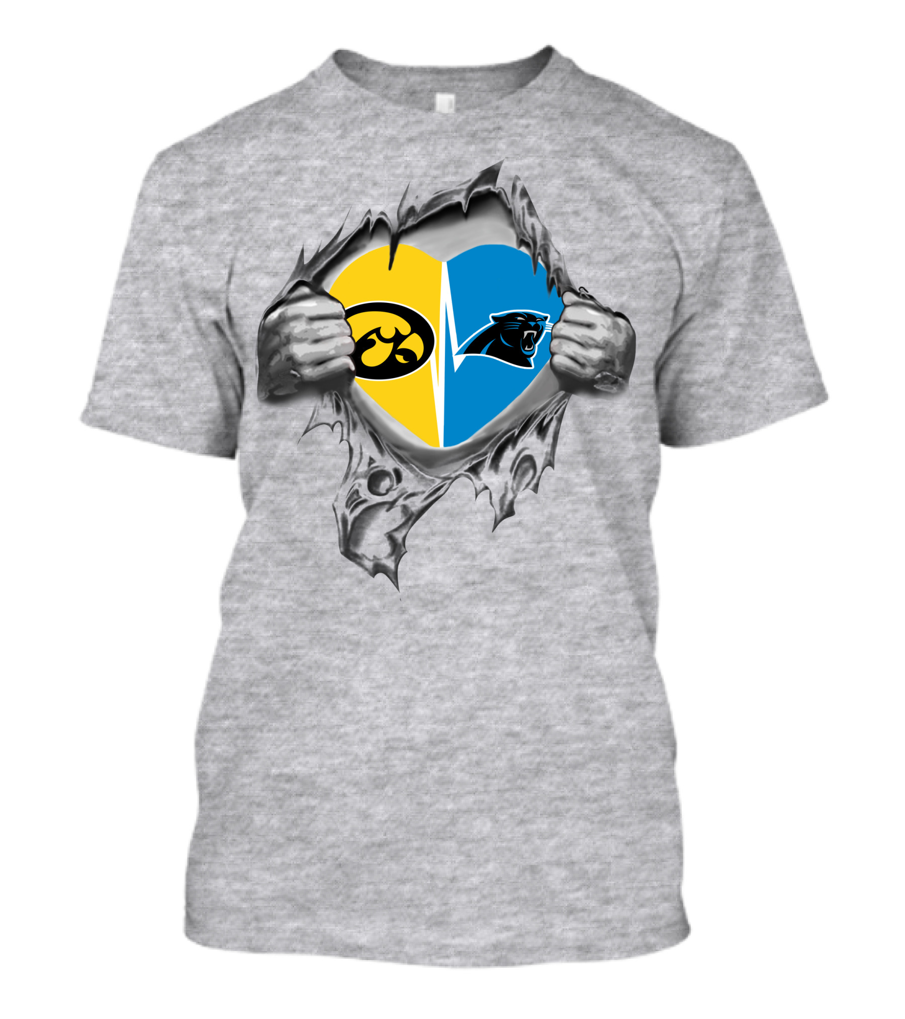 Iowa Hawkeyes Versus Carolina Panthers Heart T-Shirt