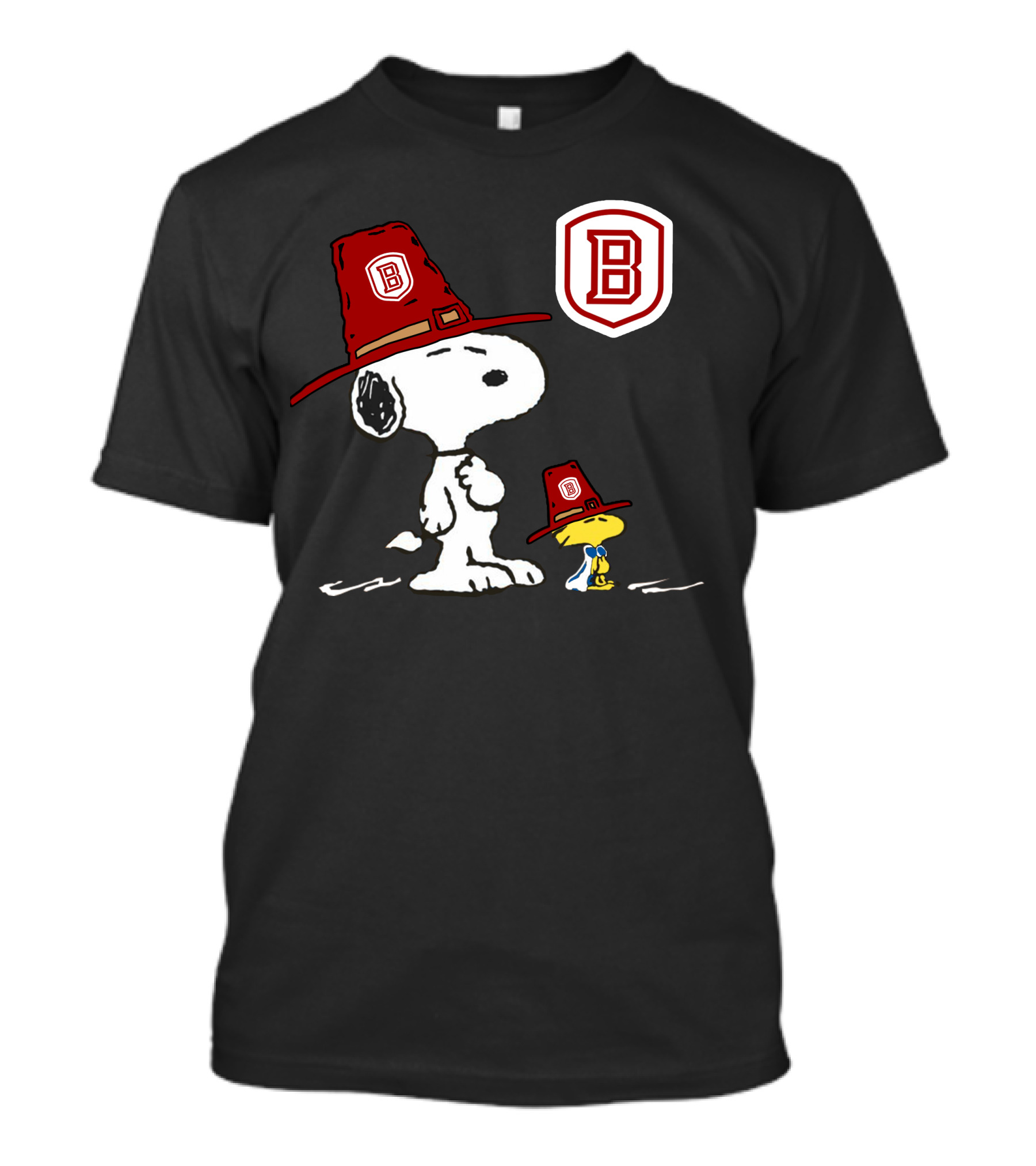 Bradley University Snoopy Woodstock With Red Hats T-Shirt