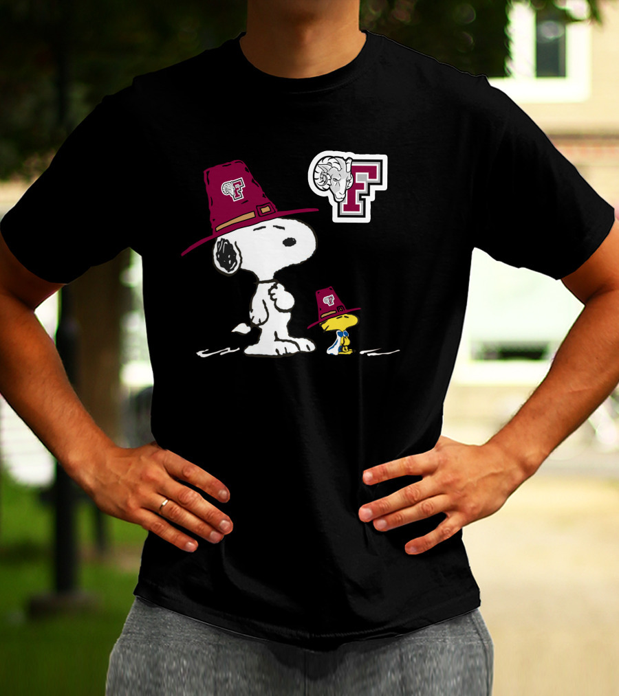 Fordham Snoopy Woodstock Maroon Hats Ram T-Shirt