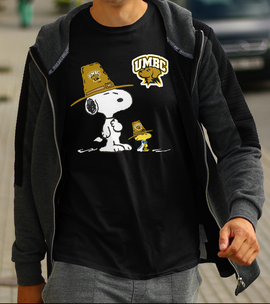 UMBC Snoopy Woodstock Mascot Hat T-Shirt