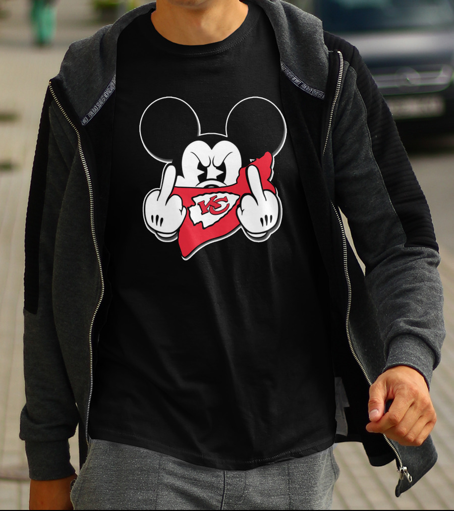 Mickey Mouse Chiefs Kc Red Bandana Gesture T-Shirt