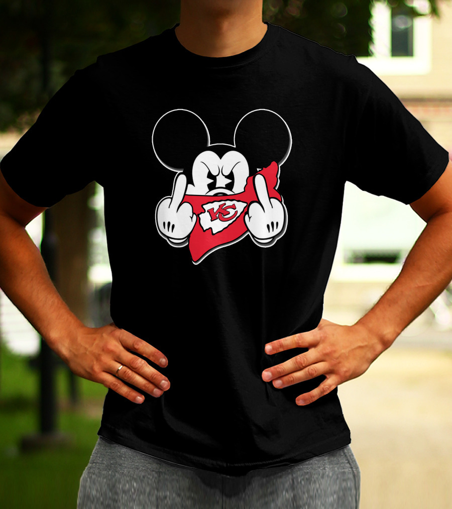 Mickey Mouse Chiefs Kc Red Bandana Gesture T-Shirt