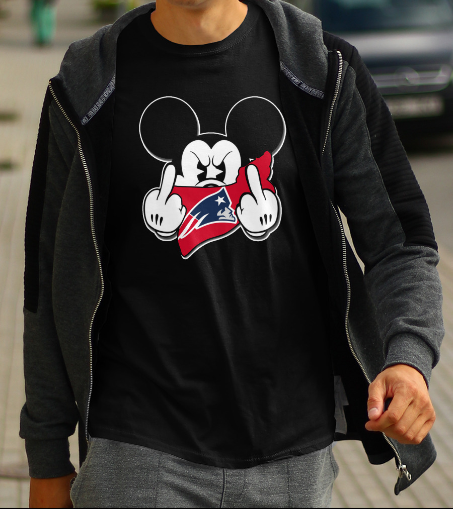 Mickey Mouse Patriots Middle Finger Gesture T-Shirt