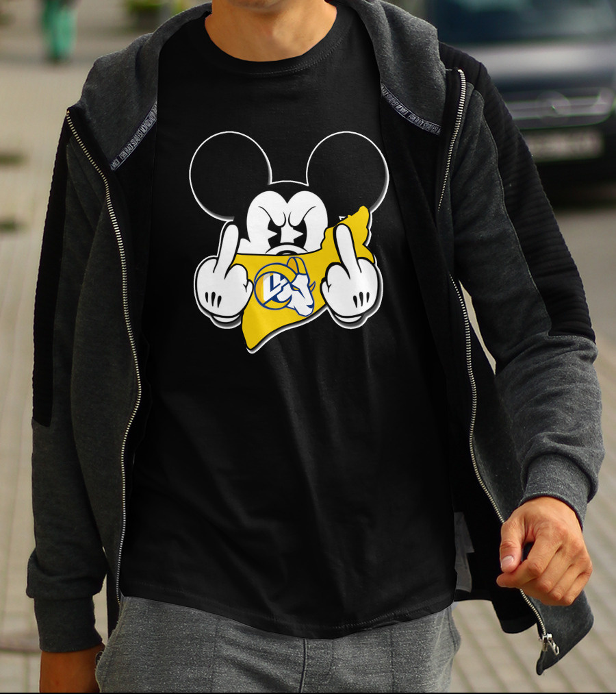 Mickey Mouse Angry Rams Logo Gesture T-Shirt