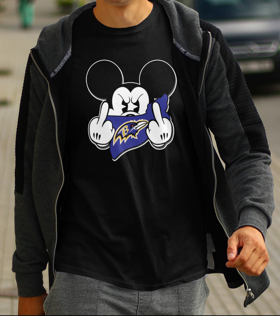 Mickey Mouse Baltimore Ravens Middle Fingers T-Shirt