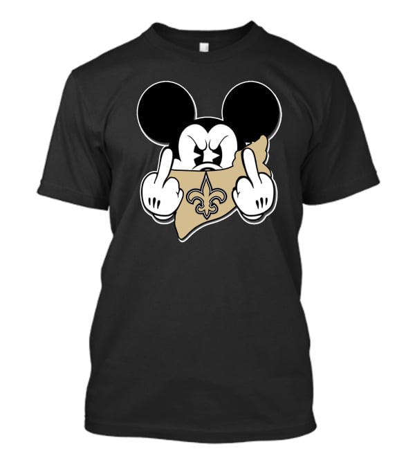 Mickey Mouse New Orleans Saints Fleur-De-Lis Gesture T-Shirt