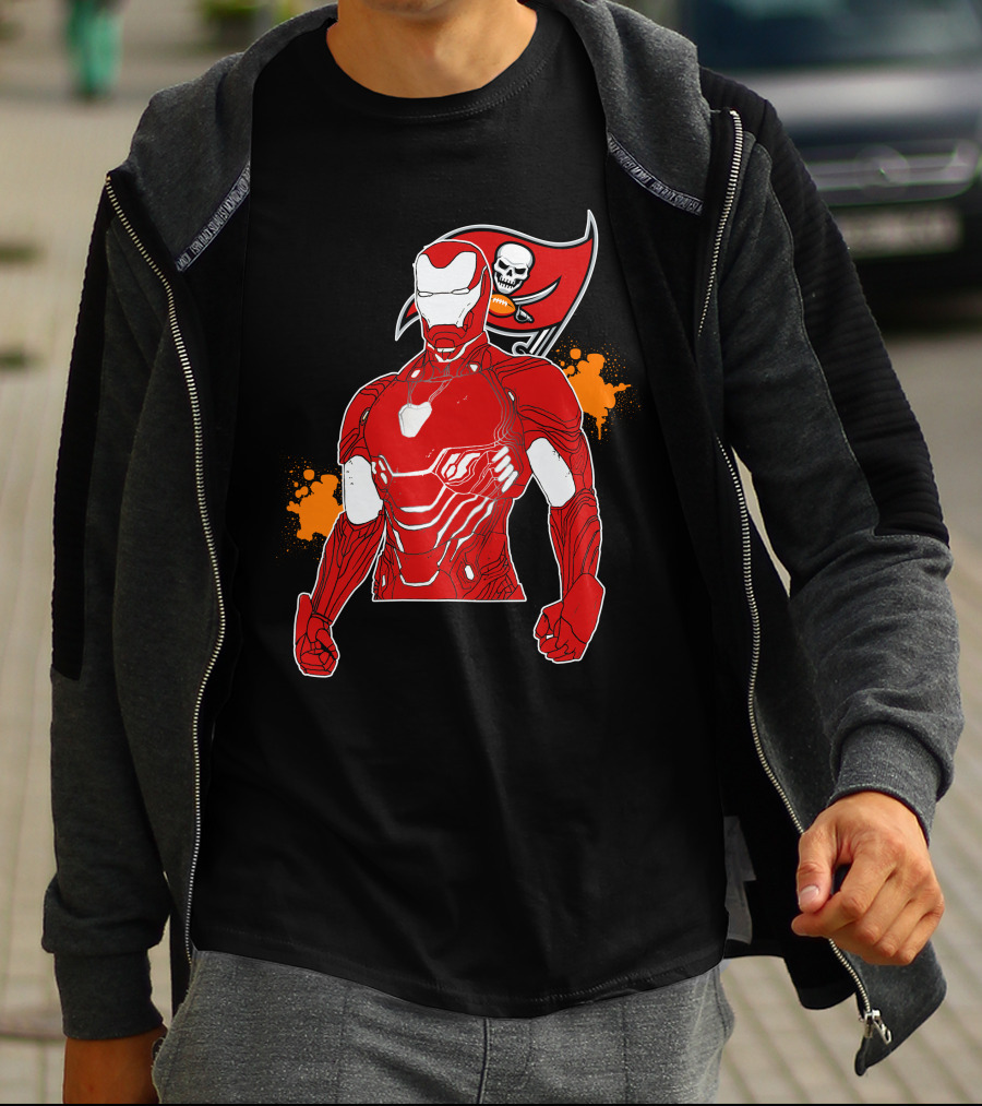 Iron Man Buccaneers Crossover With Skull Flag And Helmet T-Shirt