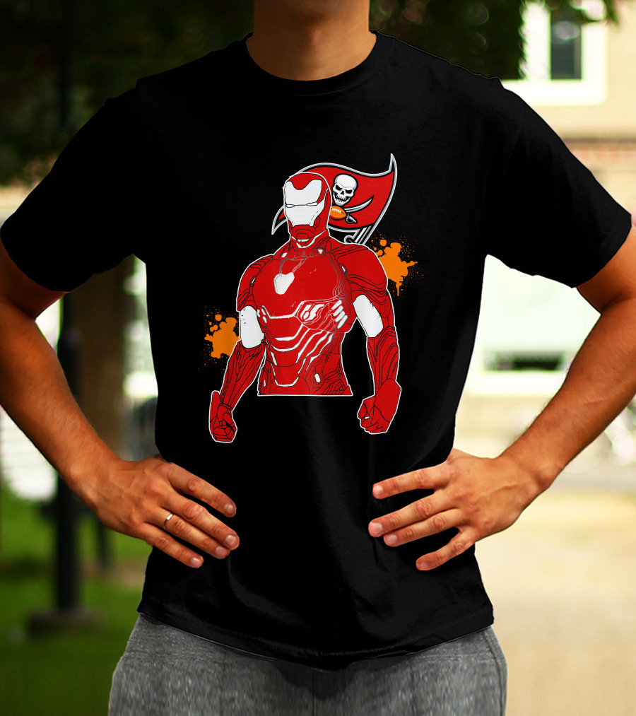 Iron Man Buccaneers Crossover With Skull Flag And Helmet T-Shirt