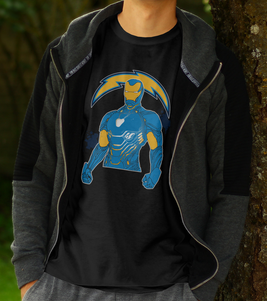 Iron Man Chargers Superhero Fusion T-Shirt