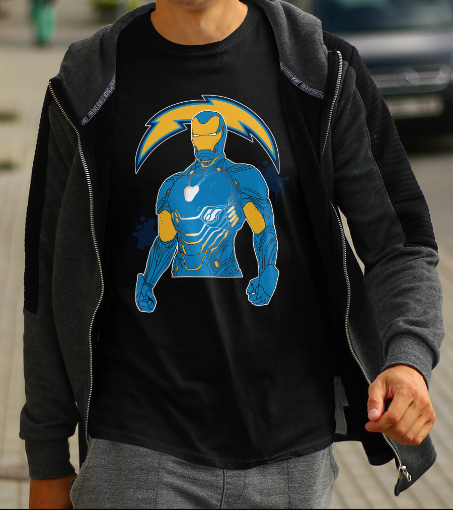 Iron Man Chargers Superhero Fusion T-Shirt