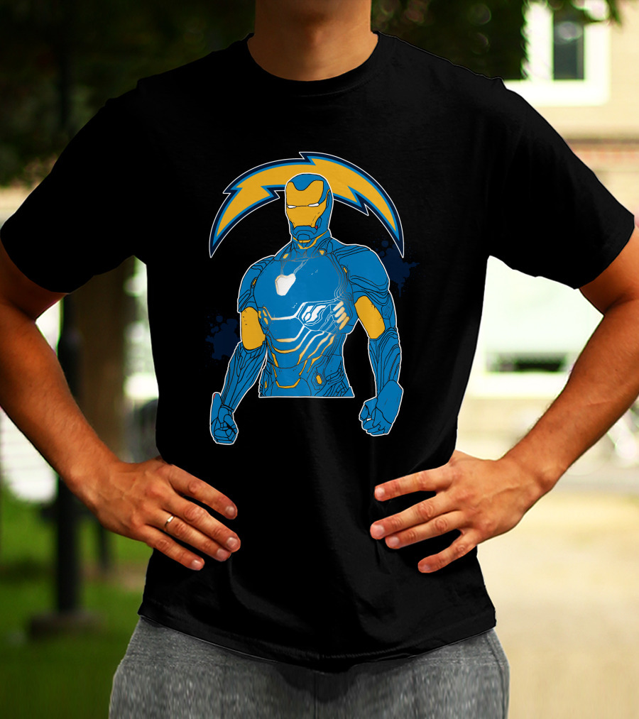 Iron Man Chargers Superhero Fusion T-Shirt