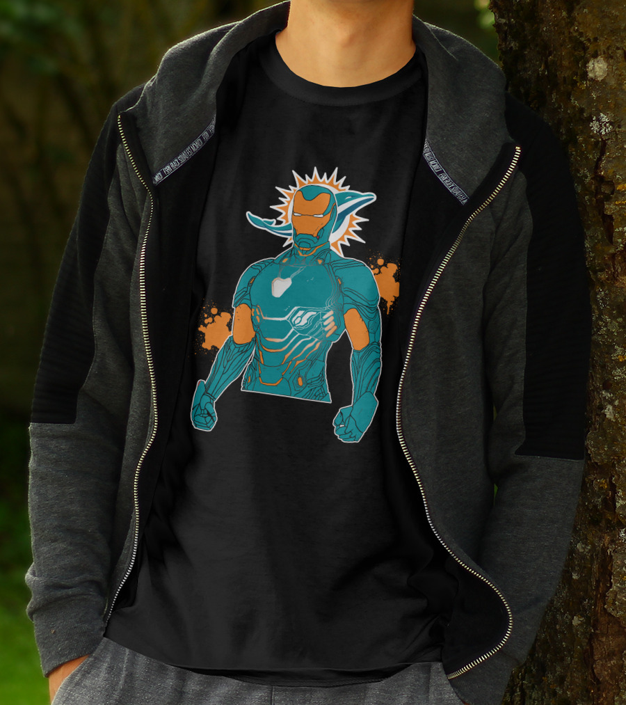 Miami Dolphins Iron Man Crossover T-Shirt