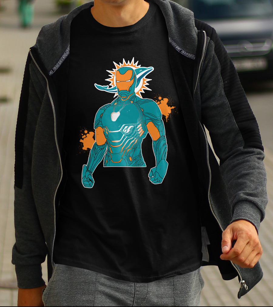 Miami Dolphins Iron Man Crossover T-Shirt