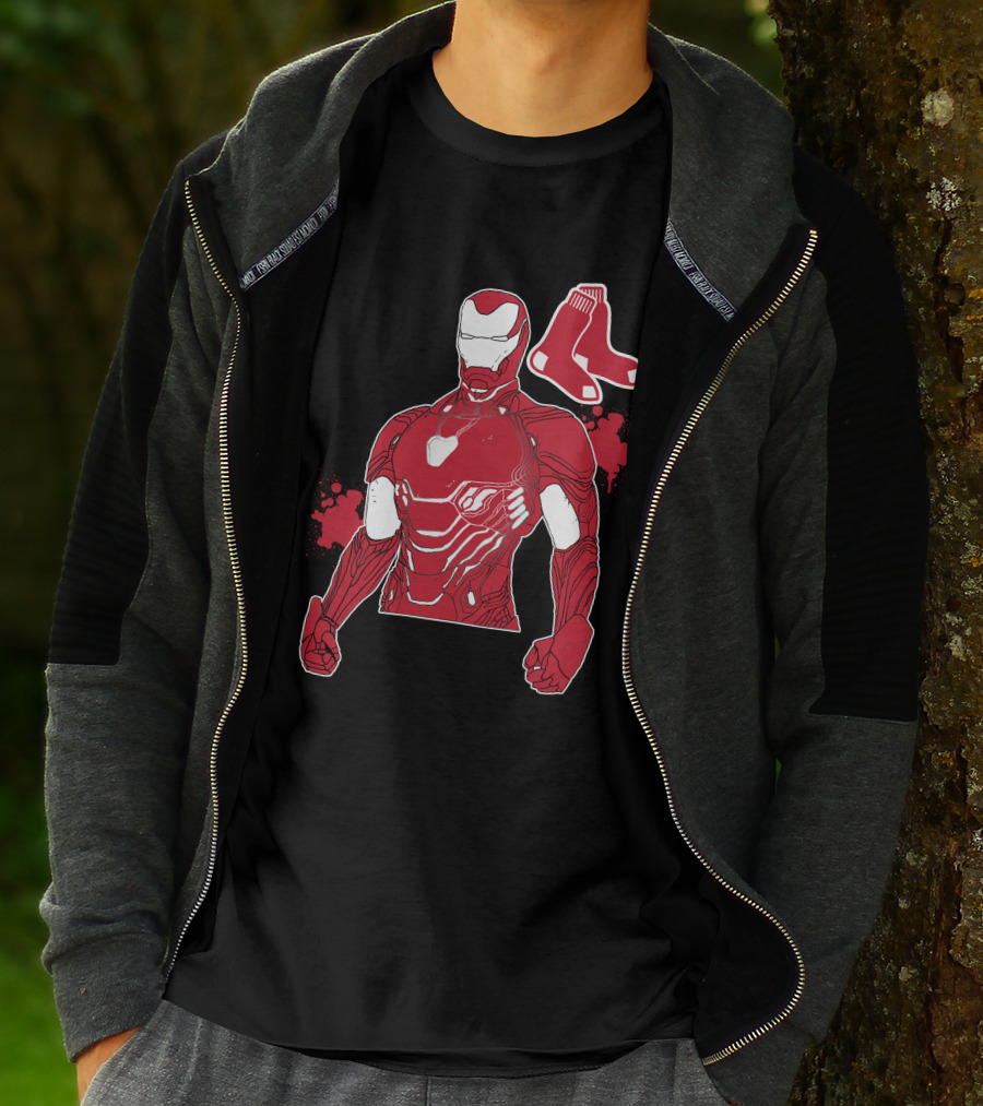 Iron Man Boston Red Sox Crossover Iconic Marvel Mlb Fusion T-Shirt