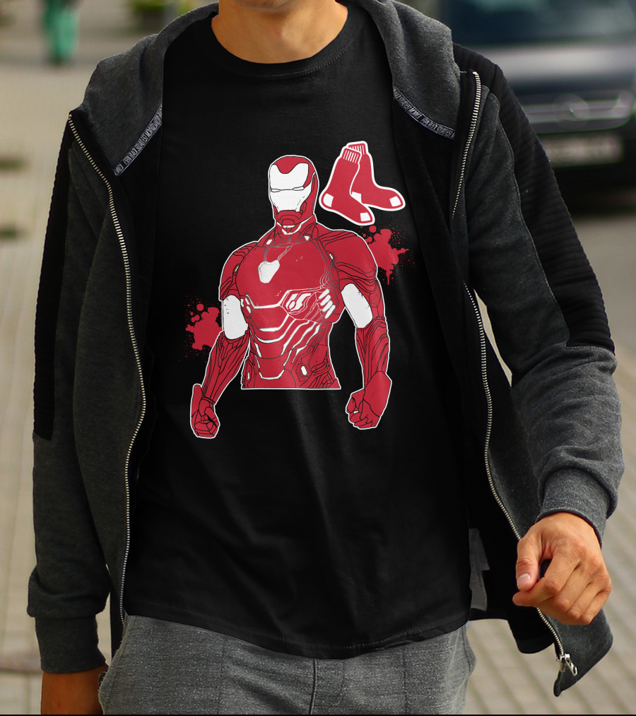 Iron Man Boston Red Sox Crossover Iconic Marvel Mlb Fusion T-Shirt