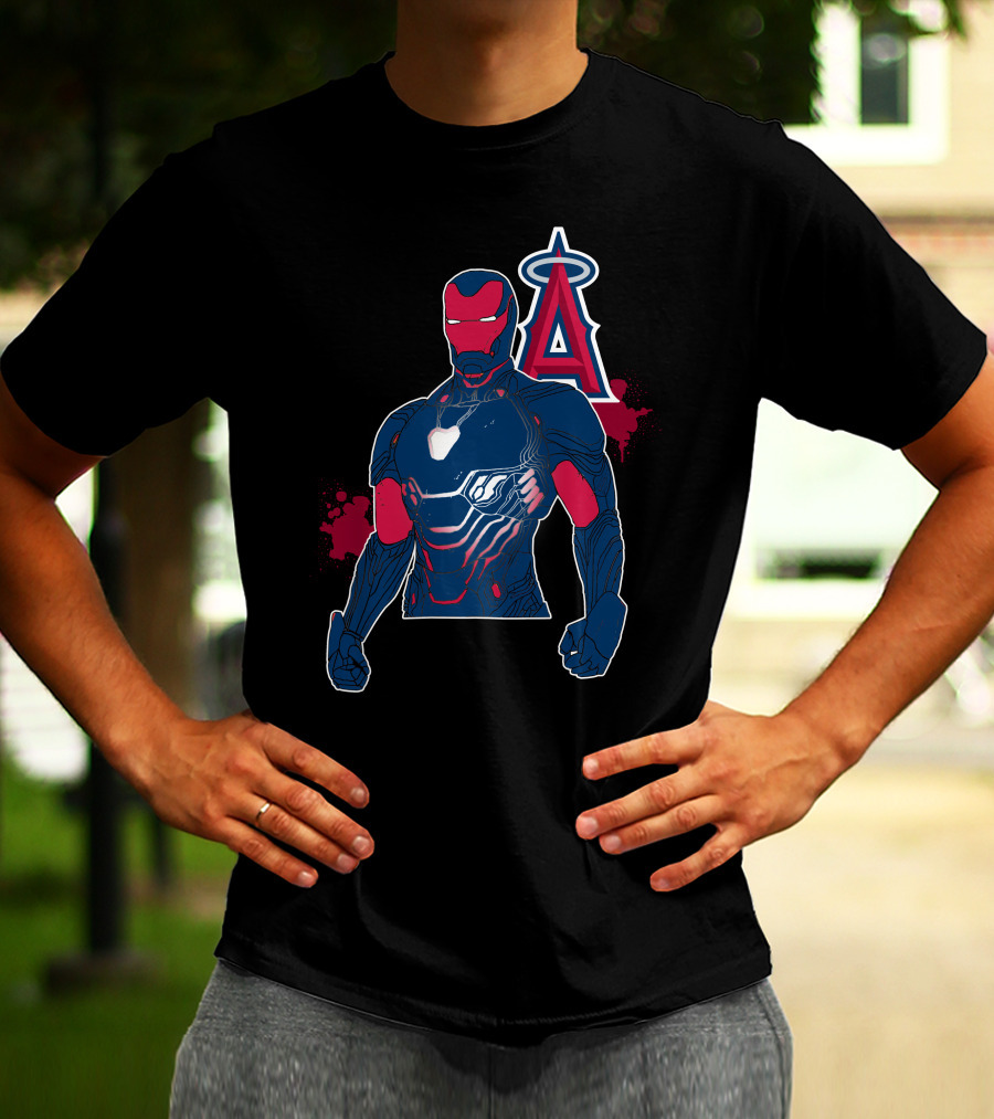 Iron Man Suit With Los Angeles Angels Halo T-Shirt
