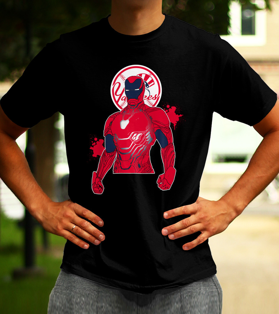 Iron Man New York Yankees Crossover Marvel Avengers Yankees Baseball Theme T-Shirt