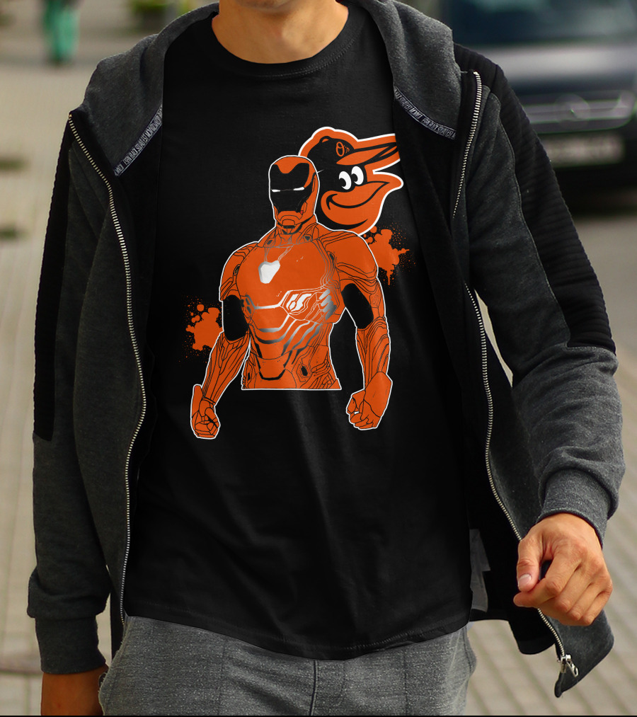 Iron Man And Baltimore Orioles Mashup T-Shirt