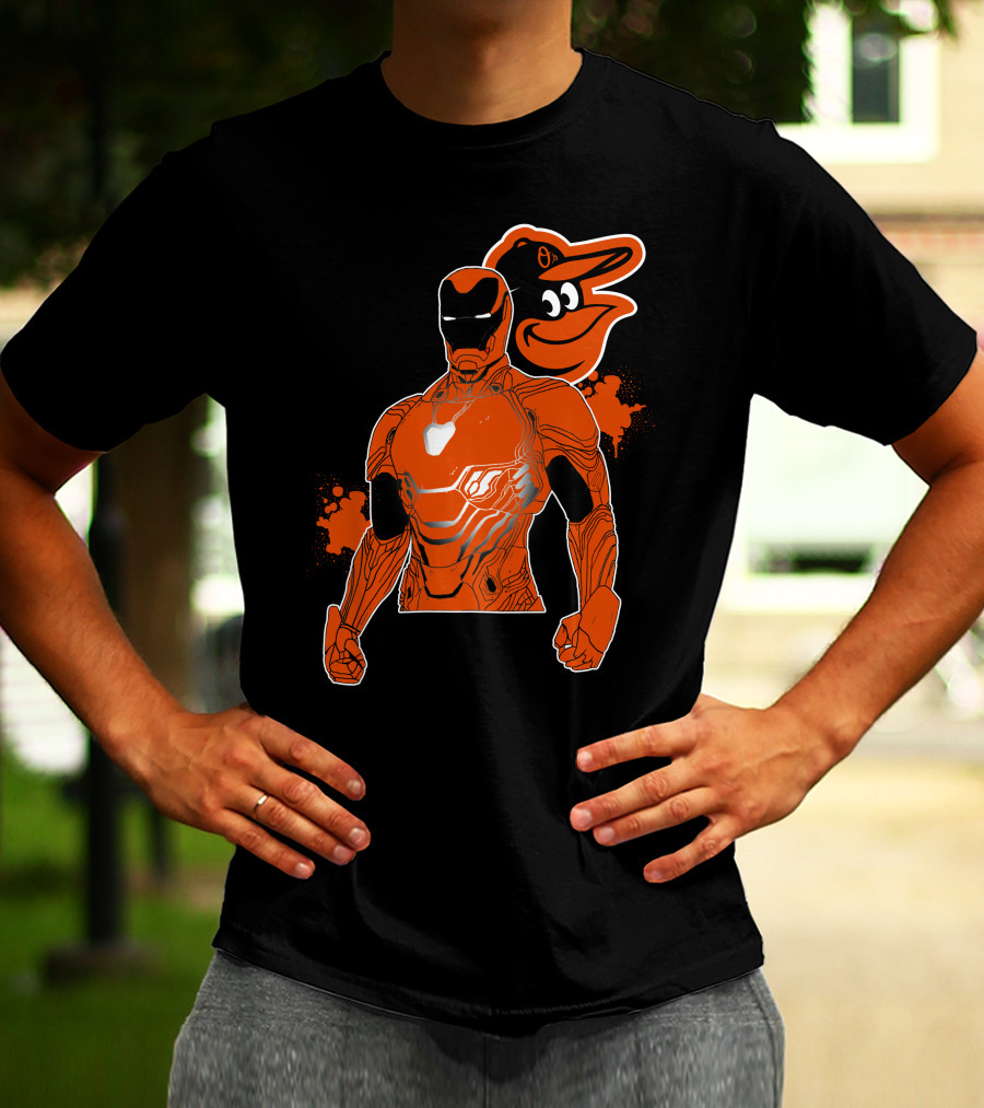 Iron Man And Baltimore Orioles Mashup T-Shirt