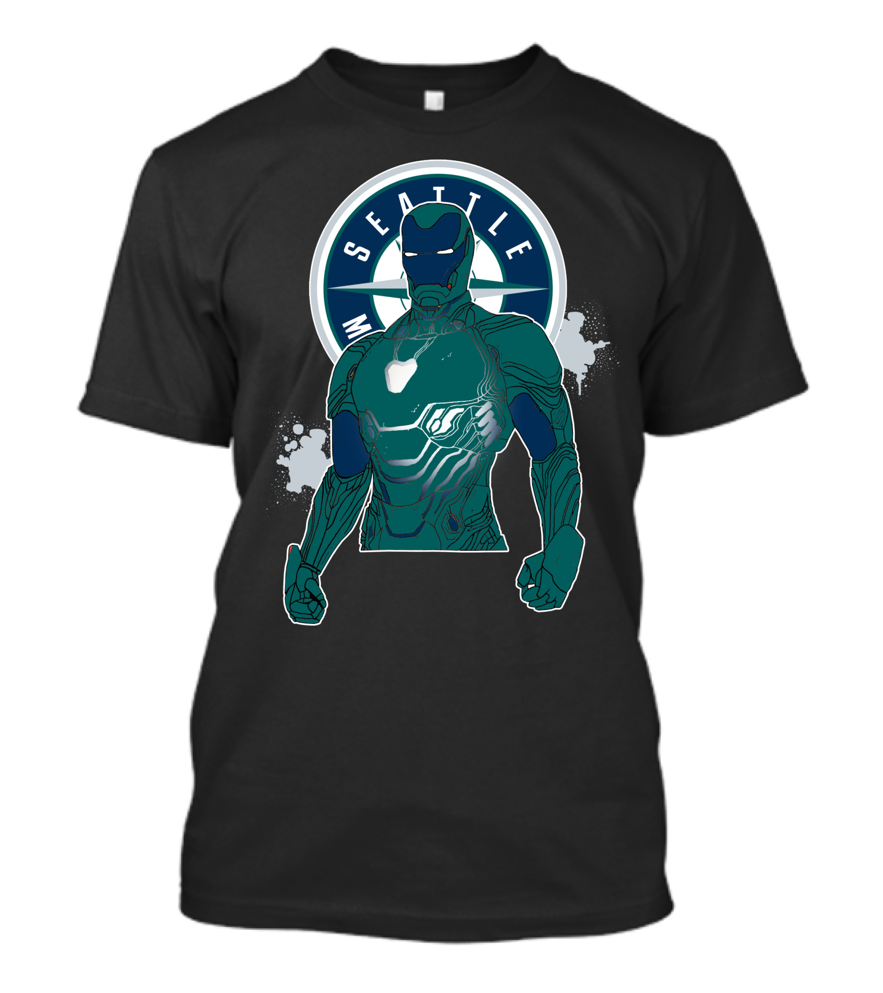Iron Man Seattle Mariners Collaboration Marvel Crossover T-Shirt