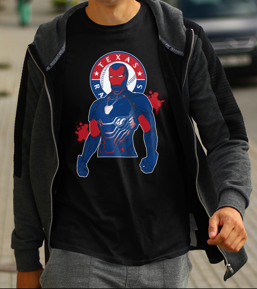 Iron Man Texas Rangers Baseball Fusion T-Shirt
