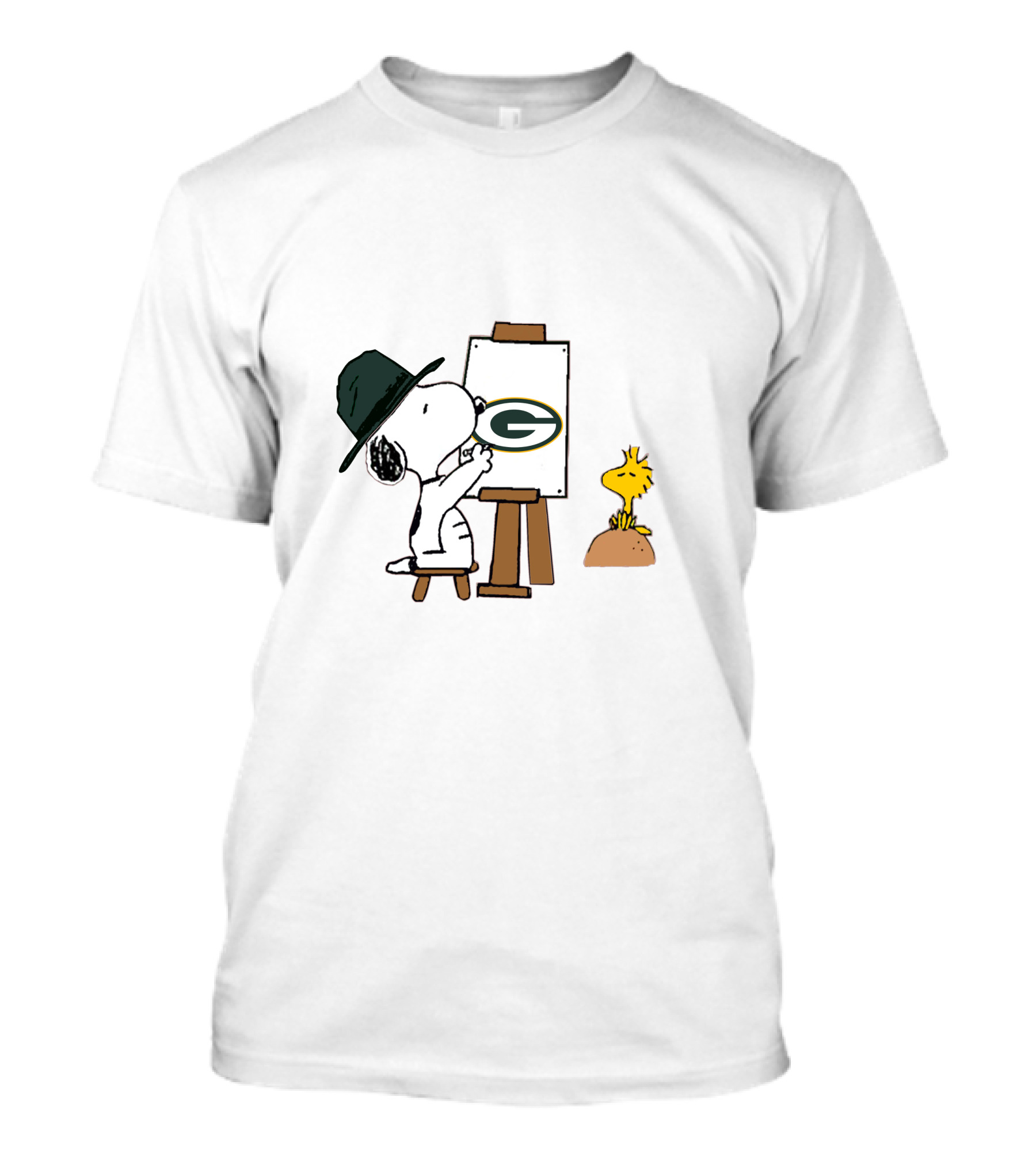 Packers Painter Snoopy Green Bay Logo Woodstock T-Shirt