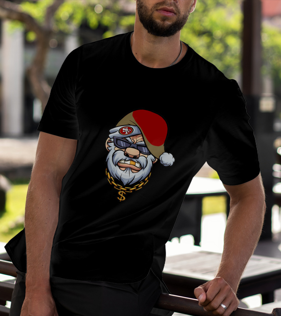 49ers Santa Gangster Chains And Shades T-Shirt