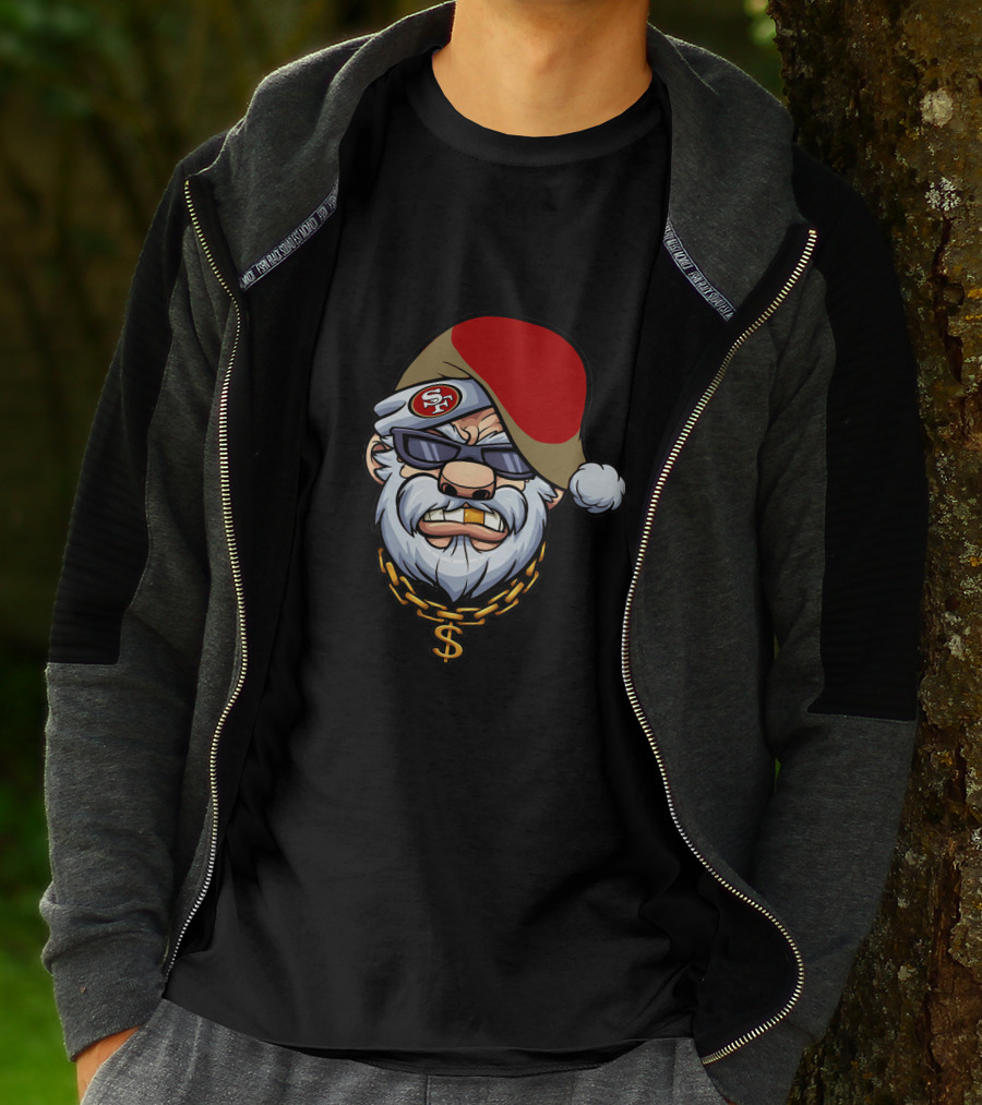 49ers Santa Gangster Chains And Shades T-Shirt