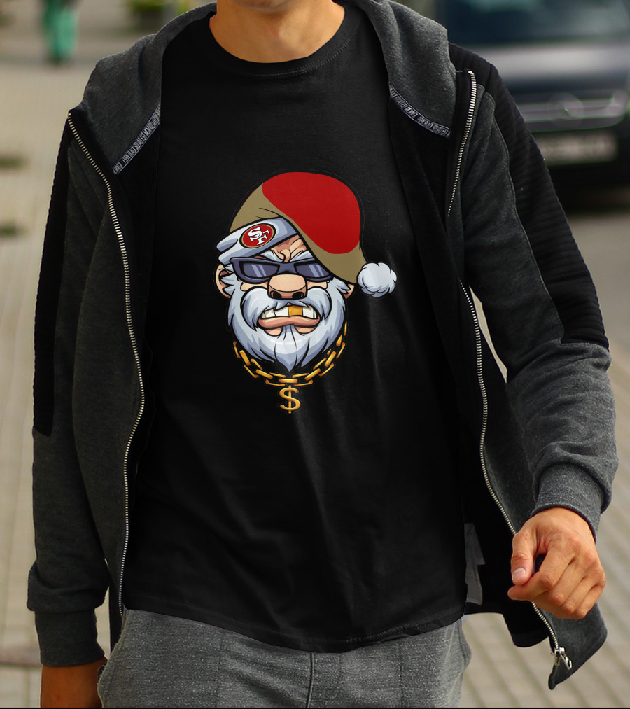 49ers Santa Gangster Chains And Shades T-Shirt