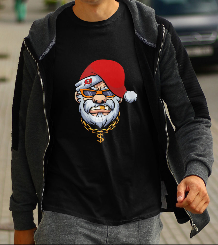 Buccaneers Santa With Gangster Chain And Sunglasses T-Shirt